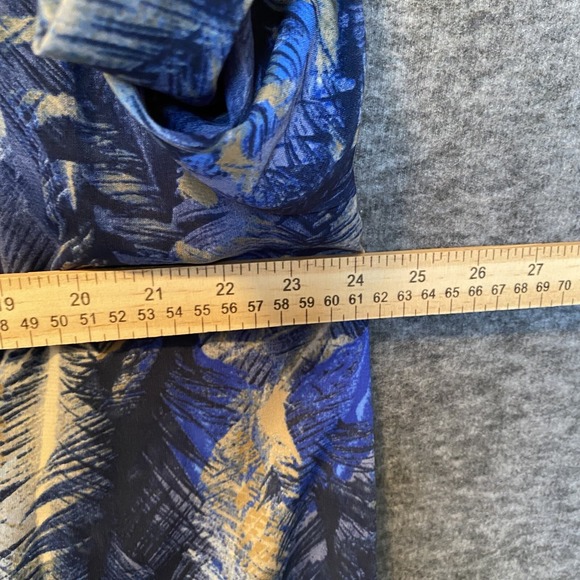 Catherines Blouse Womens Plus 1X 18/20W Blue Leaf Print Roll Tab Long Sleeve Top - Picture 5 of 8